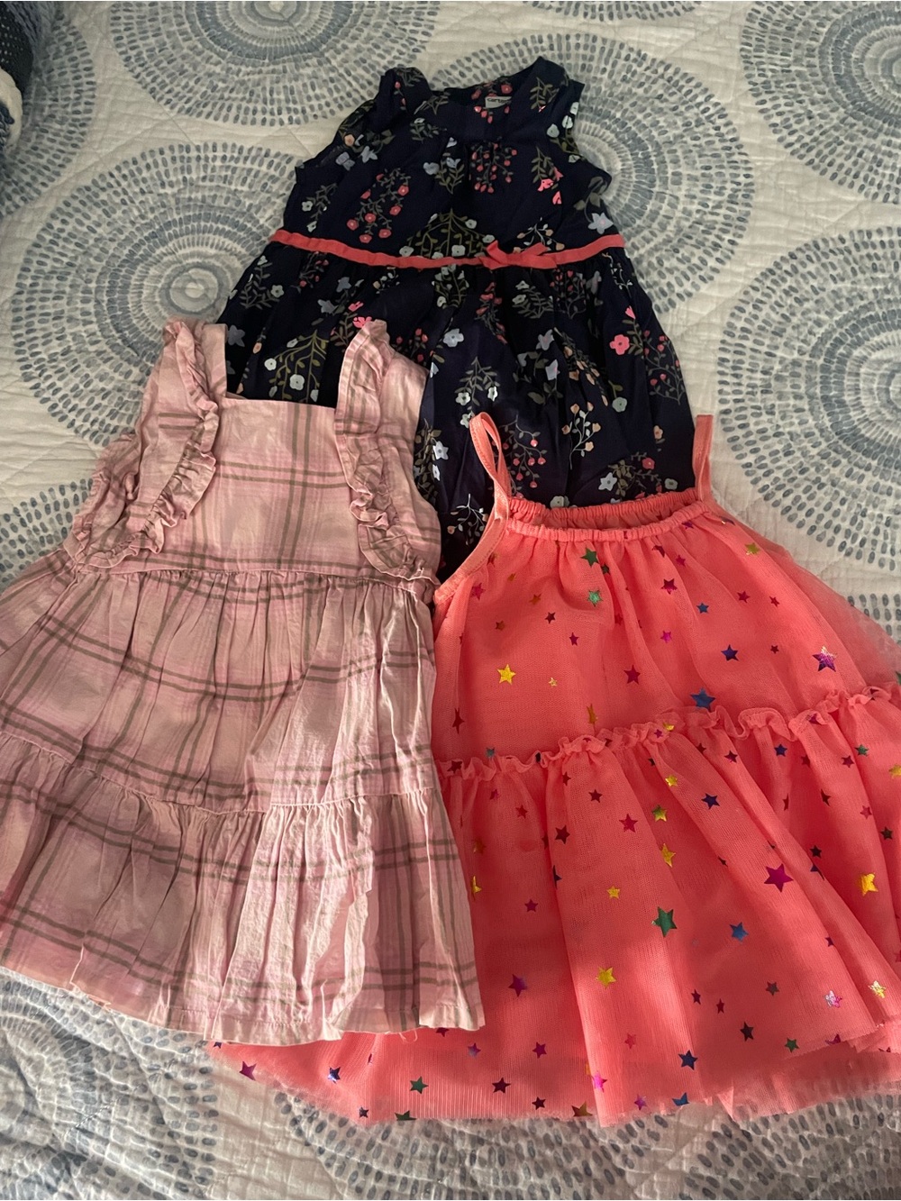 Carter's Girls 3-Piece Dress Set - Navy, Pink, Coral
